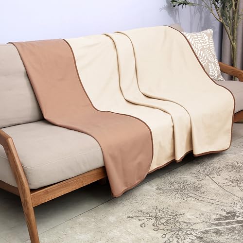 Catalonia Classy Wasserdicht Decke, Tagesdecke Bett Sofaüberwurf Kuscheldecke Schonbezug Couchschoner Wasserabweisend Wohndecke Überwurf Fleece Decke for Bett Couch Sofa 152x127cm, Taupe von Catalonia Classy