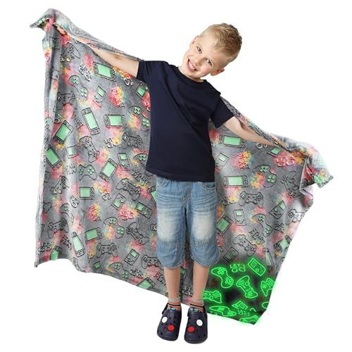 Leuchtende Kinderdecken Decke Gamepad, weich flauschig kuschelig Fleece Plüsch Kinderdecke für Schlafcouch Bett, warmer Winter Couch Überwurf, ganzjährig für Kinder Erwachsene 150 x 130 cm, Gamepad von Catalonia Classy