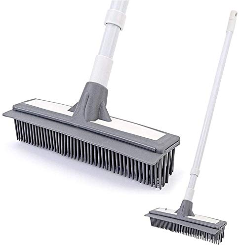 Catalpa Blume Gummibesen Gummiborsten Borstenbesen verstellbar von 73-127 Zentimeter Lang Kehrbesen Stiel Gummilippe zum Müheloses Entfernen von Tiere Katzen Hunde Haare Hartholz Fliesen von Catalpa Blume