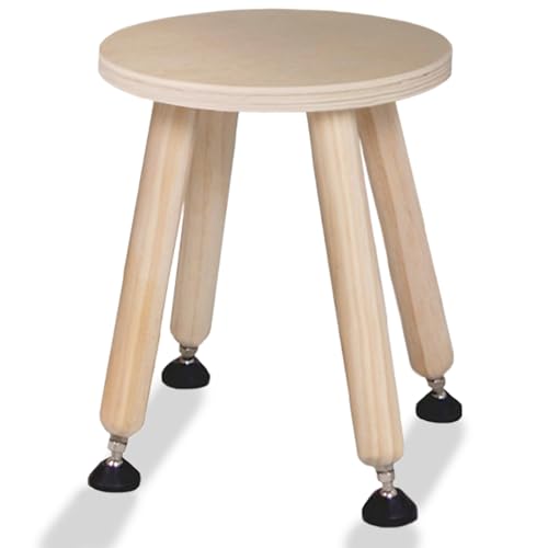 Cateam Tritthocker aus Holz für Kinder und Kleinkinder – 1er-Set – Natur – Kinderhocker mit ausziehbaren Beinen – sensorischer Tischhocker – runder Sitzhocker für Kinder mit Nivellierfüßen von Cateam