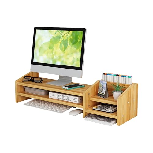 Catekro Monitorständer Holz, Monitor Erhöhung Schreibtisch, Schreibtisch-Monitorerhöhung Braun für PC Computer Laptop Drucker(Braun) von Catekro