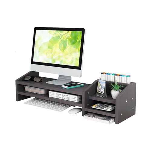 Catekro Monitorständer Schwarz, Monitor Erhöhung Schreibtisch, Schreibtisch-Monitorerhöhung Holz für PC Computer Laptop Drucker(Schwarz) von Catekro