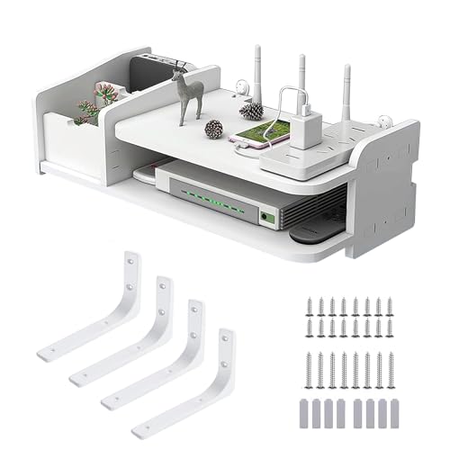 Catekro WiFi Router Wandregale, Aufbewahrungsbox schwebende Regale, Wandmontage mehrschichtiges Kabelmanagement Lagerregal von Catekro