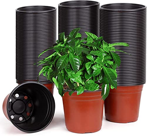 Catekro Pflanztöpfe Nursery Pot, 200 Pcs 4" Plastic Nursery Seed Starting Pots Flower Plant Container for Succulent Seedling Cutting Transplanting Ø9.7 * 8.7 cm von Catekro