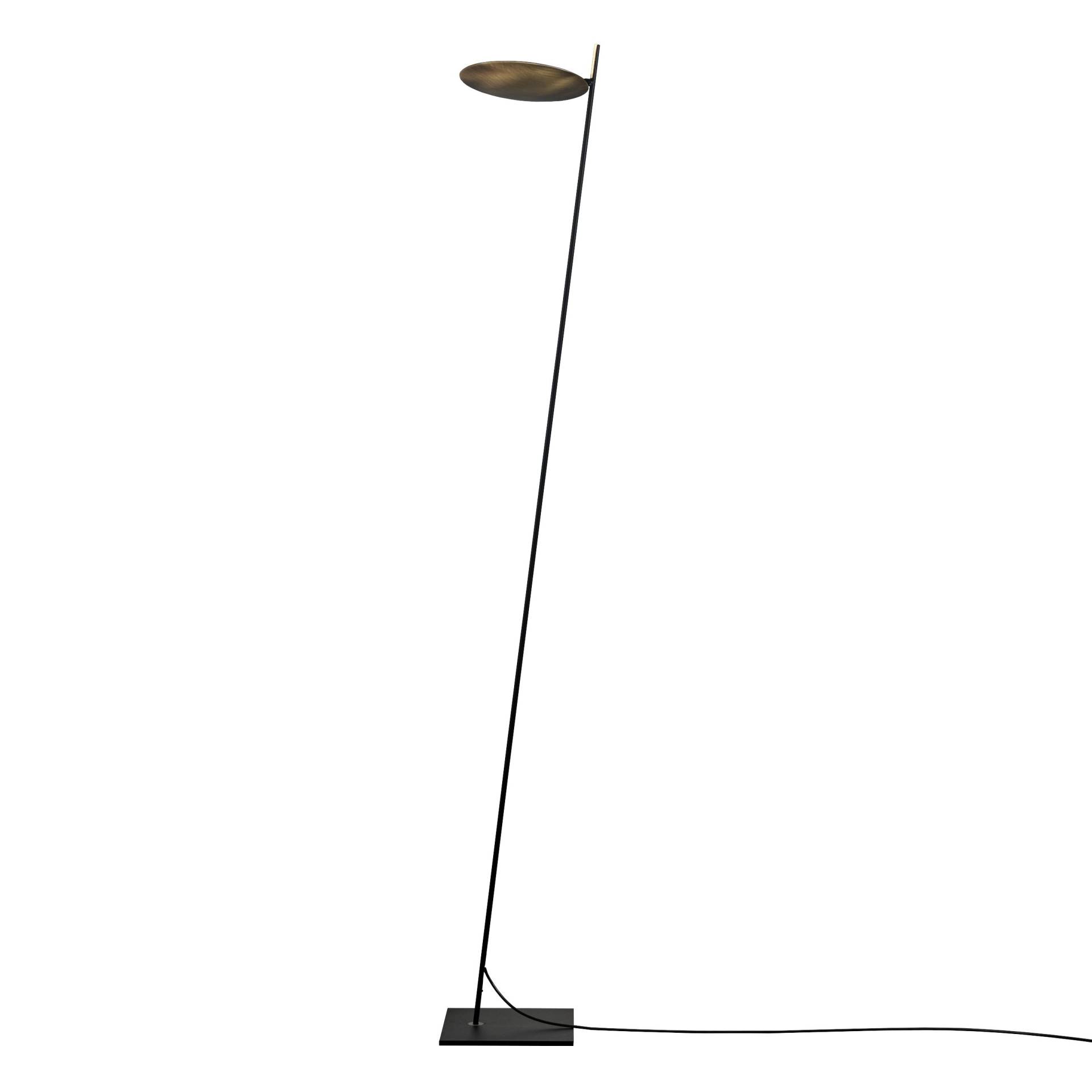 Catellani & Smith - Lederam F0 LED Stehleuchte - messing/Stab schwarz/H 190cm/Fuß schwarz/Kabel schwarz/COB LED 1x17W/500mA/110-240V/2500lm/2700K/CRI8 von Catellani & Smith