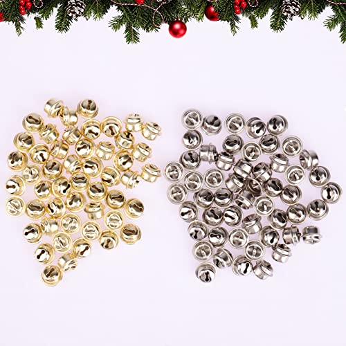 Catelves 100 Stück 12mm Glöckchen zum Basteln, Mini Klein Glöckchen, Metallglöckchen für Schmuck Basteln Geschenkverpackung Weihnacht Fest Dekoration DIY Schmuck, Katzenspielzeug (Gold und Silber) von Catelves