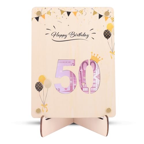 Catelves Geldgeschenke 50 Geburtstag Männer Frauen, Geldgeschenke Geburtstag 50,50 Geburtstag Geschenk,Holzschild Gästebuch,Geburtstagskarte 50 Geburtstag Deko,Geschenke Schild 50 Jahre Hochzeitstag von Catelves