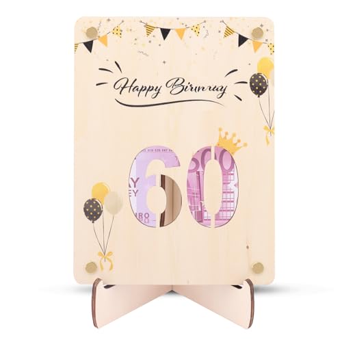 Catelves Geldgeschenke 60 Geburtstag Männer Frauen, Geldgeschenke Geburtstag 60,60 Geburtstag Geschenk,Holzschild Gästebuch,Geburtstagskarte 60 Geburtstag Deko,Geschenke Schild 60 Jahre Hochzeitstag von Catelves