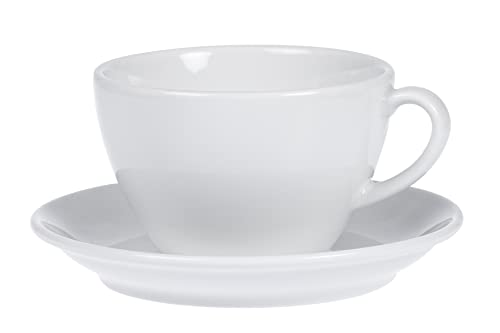 Esmeyer Kaffee-Tassen Bistro 0,20l mit Untertasse 12-teilig, Porzellan, Weiß, 31.5 x 18 x 12 cm, 6 Stück (1er Pack) von Caterado