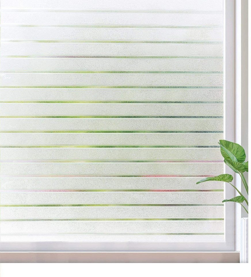 Fensterfolie Blickdicht Streifen Sichtschutzfolie Selbstklebend Milchglasfolie, Caterize, halbtransparent von Caterize