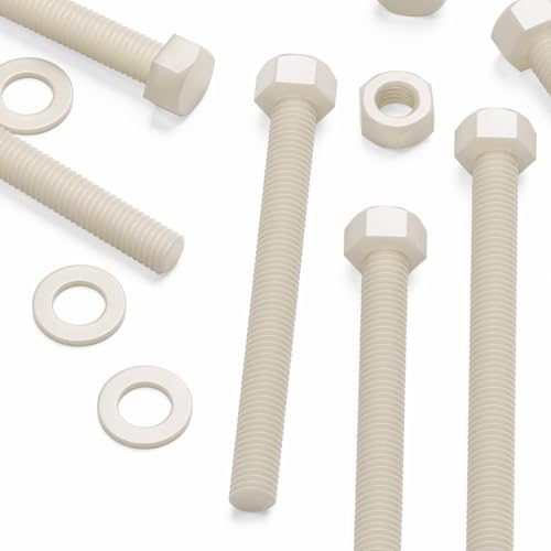 10x Sechskantschrauben Natürliche Plastikmuttern, M10 x 100mm, und -bolzen aus Nylon, Unterlegscheiben, natürliche Nylon 10x Sechskantschrauben Natürliche Plastikmuttern, M10 x 100mm, und -bolzen aus Nylon, Unterlegscheiben, natürliche Nylon von Caterpillar Red