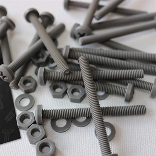 20 x Phillips-Flachkopfschraube Graue Plastikmuttern und -bolzen aus Polypropylen (PP), Acryl, M6 x 60mm, Unterlegscheiben, beständig gegen Wasser, Korrosion und Chemikalien, elektrischer Isolator von Caterpillar Red