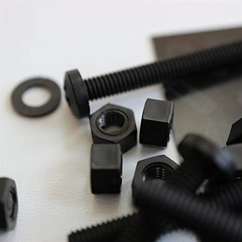 20 x Phillips-Flachkopfschraube Schwarze Plastikmuttern und -bolzen aus Polypropylen (PP), Acryl, M5 x 40mm, Unterlegscheiben, beständig gegen Wasser, Korrosion und Chemikalien, elektrischer Isolator von Caterpillar Red