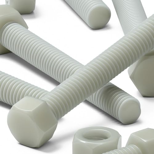 50 x Glasfaserverstärkte Super Nylon, Sechskantschrauben, M5 x 40mm, Maschinenschrauben, Kunststoffmuttern und -schrauben, Unterlegscheiben von Caterpillar Red