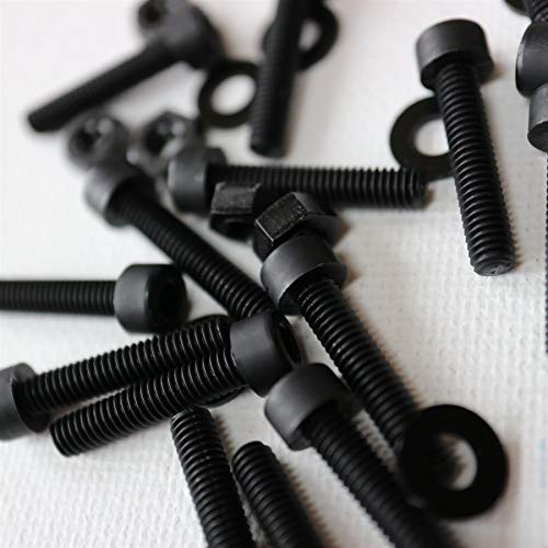 50 x Schwarze Nylon-Inbusschrauben, M4 x 20mm, Kunststoff Maschinenschrauben, Kunststoffschrauben, Muttern & Unterlegscheiben, und Innensechskantschrauben von Caterpillar Red