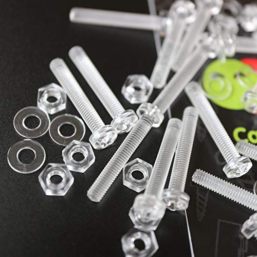 60er-Paket durchsichtige, klare M3 x 20mm Bolzen & Muttern mit Linsenkopf und Kreuzschlitz – Schrauben aus Plastik, Acryl, Kunststoff von Caterpillar Red