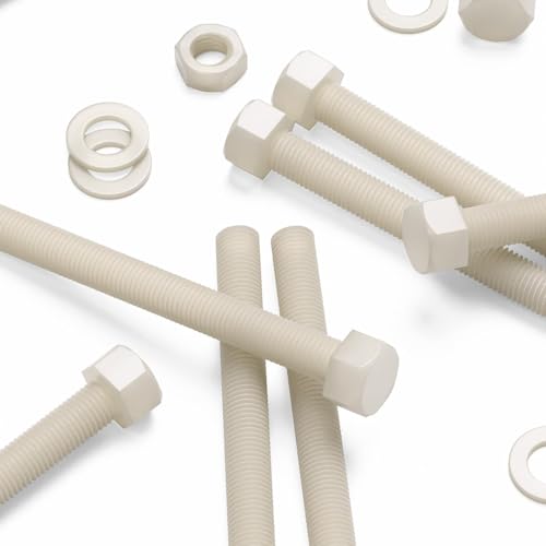 5x Sechskantschrauben Natürliche Plastikmuttern, M16 x 150mm, und -bolzen aus Nylon, Unterlegscheiben, natürliche Nylon von Caterpillar Red