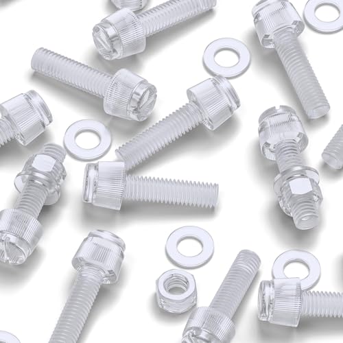 Rändelschrauben aus transparentem Kunststoff, Acryl, gerändelt, M5 x 20 mm, Muttern, Schrauben, Unterlegscheiben, 50 Stück Rändelschrauben aus transparentem Kunststoff, Acryl, gerändelt, M5 x 20 mm, Muttern, Schrauben, Unterlegscheiben, 50 Stück von Caterpillar Red