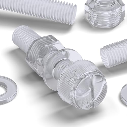 Rändelschrauben aus transparentem Kunststoff, Acryl, gerändelt, M8 x 40 mm, Muttern, Schrauben, Unterlegscheiben, 50 Stück Rändelschrauben aus transparentem Kunststoff, Acryl, gerändelt, M8 x 40 mm, Muttern, Schrauben, Unterlegscheiben, 50 Stück von Caterpillar Red