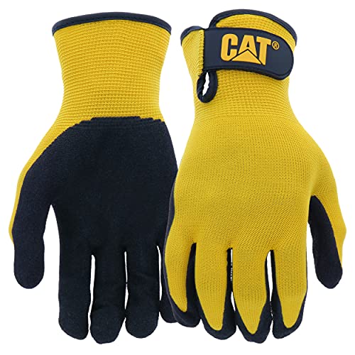 Caterpillar 17416 Sicherheits- und Arbeitshandschuhe, mit Nitril beschichtet und mit Nylon-Überzug, schwarz, schwarz, CAT017416L von Caterpillar