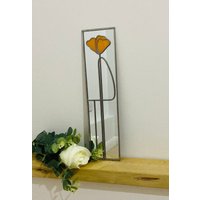 Neu - Poppy Design 5 10x40cms Rennie Mackintosh Stil Buntglas Effekt Spiegel Handgemacht Geschenk Wand Catfish Glas Jugendstil von Catfishglass
