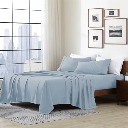 Cathay Home Essentials Bettwäsche-Set, ultraweich, hypoallergen, knitterfrei, doppelt gebürstete Mikrofaser, Blauer Nebel, Doppelbett von Cathay Home