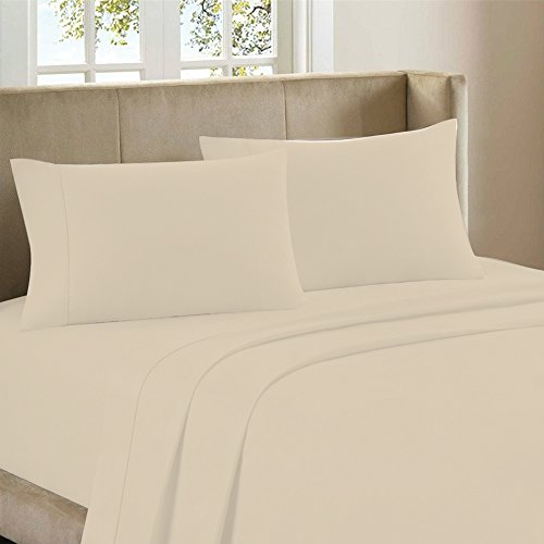 Cathay Luxuriöses seidiges weiches Bettlaken für Einzelbett, Queen-Size-Größe, cremefarben von Cathay Home