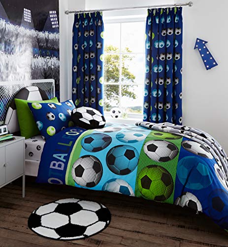 Catherine Lansfield Stoff mit Fußball-Design, für Kinder, blau, Einzelbett von Catherine Lansfield