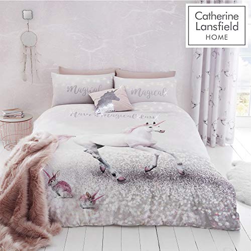 Catherine Lansfield „Enchanted Unicorn“ pflegeleichter Bettbezug, Rose, Einzelbett von Catherine Lansfield