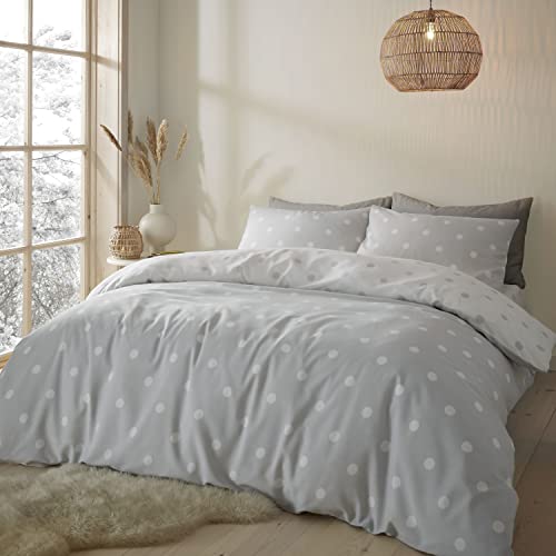 Catherine Lansfield Bedding Bettwäsche-Set mit Kissenbezügen, gebürstet, für Einzelbett, Grau von Catherine Lansfield