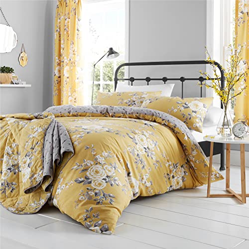 Catherine Lansfield Bedding Canterbury Floral Double Duvet Cover Set with Pillowcase Ochre von Catherine Lansfield