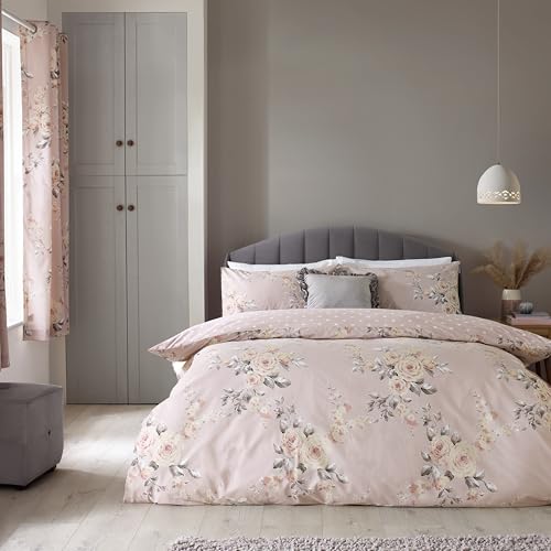 Catherine Lansfield Bedding Canterbury Floral King Duvet Cover Set with Pillowcases Blush Pink von Catherine Lansfield