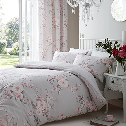 Catherine Lansfield Bedding Canterbury Floral King Duvet Cover Set with Pillowcases Grey von Catherine Lansfield