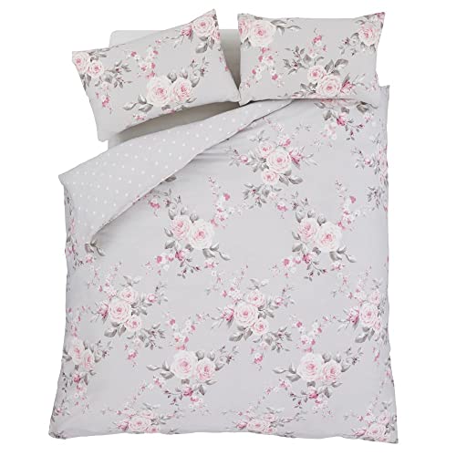 Catherine Lansfield Bedding Canterbury Floral Super King Duvet Cover Set with Pillowcase Grey von Catherine Lansfield