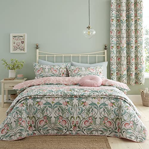 Catherine Lansfield Bedding Clarence Bettwäsche-Set mit Kissenbezügen, für Doppelbett, Blumenmuster, Natur/Grün von Catherine Lansfield