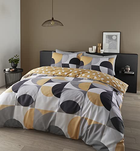 Catherine Lansfield Bedding Sirkel Geo Single Duvet Cover Set with Pillowcase Ochre von Catherine Lansfield