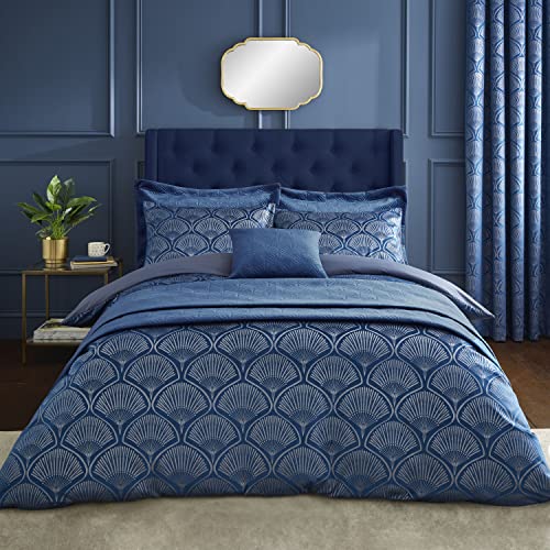 Catherine Lansfield Bettwäsche Art Deco Pearl Doppelbett Bettbezug Set mit Kissenbezügen, Marineblau von Catherine Lansfield