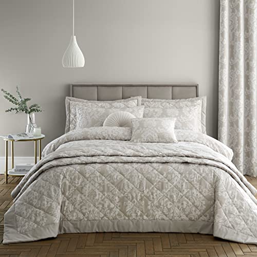 Catherine Lansfield Bedding Klassisches Damast-Bettwäsche-Set für Doppelbett mit Kissenbezügen, naturfarben von Catherine Lansfield