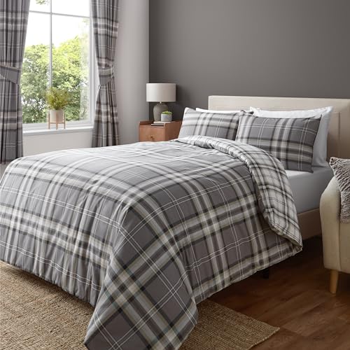 Catherine Lansfield Kelso Cotton Rich King Duvet Set Charcoal von Catherine Lansfield