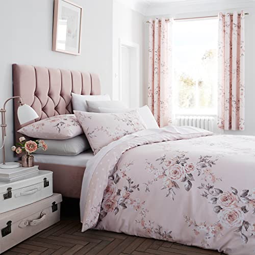 Catherine Lansfield Bedding Canterbury Floral Double Duvet Cover Set with Pillowcase Blush Pink von Catherine Lansfield