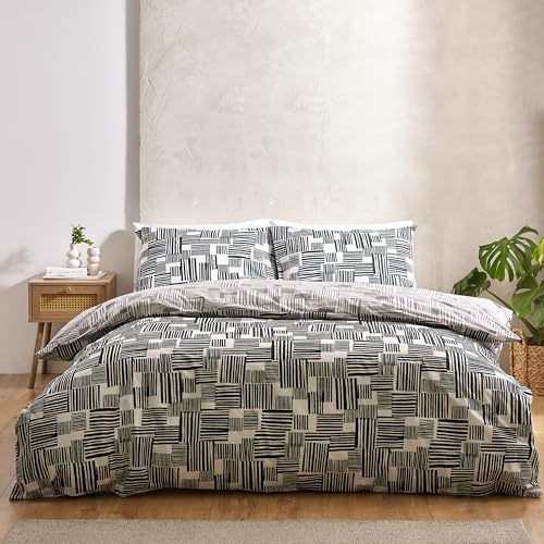 Catherine Lansfield Blocks Wende-Bettwäsche-Set mit Kissenbezügen, für Super-Kingsize-Bett, Schwarz Catherine Lansfield Blocks Wende-Bettwäsche-Set mit Kissenbezügen, für Super-Kingsize-Bett, Schwarz von Catherine Lansfield