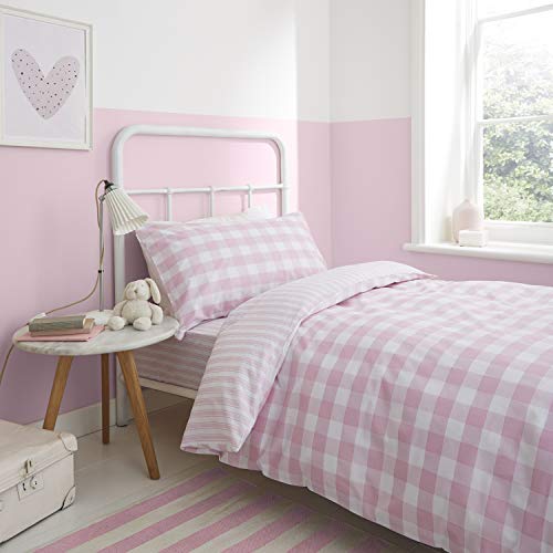 Catherine Lansfield Check and Stripe Pink Bettbezug 140 x 220 + 60 x 70 cm Catherine Lansfield Check and Stripe Pink Bettbezug 140 x 220 + 60 x 70 cm von Catherine Lansfield