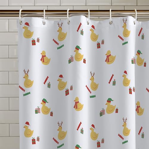 Catherine Lansfield Christmas Quacker Duschvorhang, 180 x 180 cm, Weiß von Catherine Lansfield
