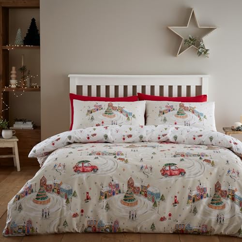 Catherine Lansfield Christmas Town Wende-Bettwäsche-Set für Einzelbett mit Kissenbezug, neutral Catherine Lansfield Christmas Town Wende-Bettwäsche-Set für Einzelbett mit Kissenbezug, neutral von Catherine Lansfield