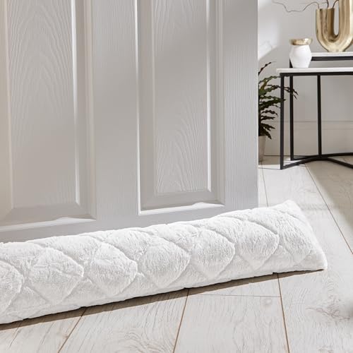 Catherine Lansfield Cosy Diamond Zugluftstopper aus Kunstfell, Weiß von Catherine Lansfield