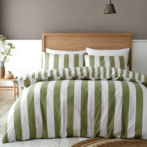 Catherine Lansfield Cove Stripe Wende-Bettwäsche-Set mit Kissenbezügen, für Kingsize-Bett, Grün Catherine Lansfield Cove Stripe Wende-Bettwäsche-Set mit Kissenbezügen, für Kingsize-Bett, Grün von Catherine Lansfield