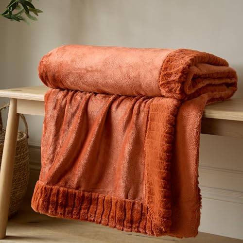 Catherine Lansfield Decke-Überwurf, Polyester, Orange, 150 x 200 cm von Catherine Lansfield