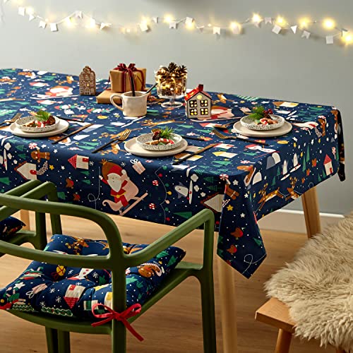 Catherine Lansfield Dining Weihnachtswichtel Baumwolle 137x229 cm Tischdecke grau/rot von Catherine Lansfield