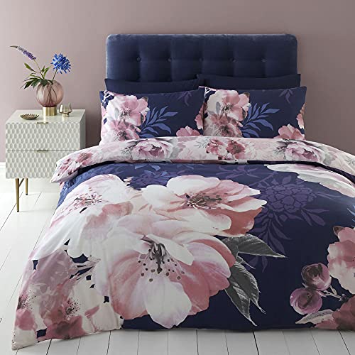 Catherine Lansfield Dramatic Floral Bettwäsche-Set für Einzelbetten, pflegeleicht, Marineblau von Catherine Lansfield