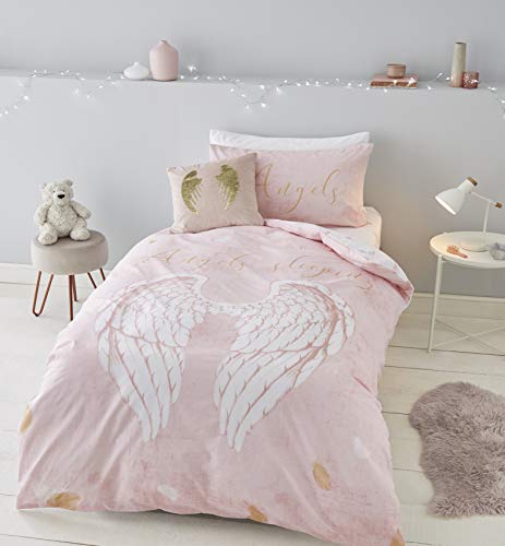 Catherine Lansfield Angel Wings Engelsflügel, 52% Polyester, 48% Baumwolle, Rose, Einzelbett von Catherine Lansfield